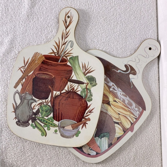 Vintage Harvest Bounty Melamine Cutting Boards Charcuterie Boards X2 - Picture 1 of 14